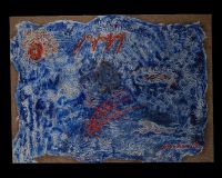 Composizione blu con medusa - 2007 - Affresco su iuta - cm 100x110